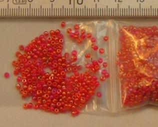 Rocailles 2mm rood AB. 450 gram.