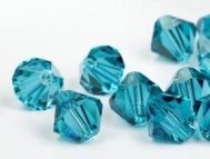 Bicone 8 mm Blue zircon.(229) 36 stuks.